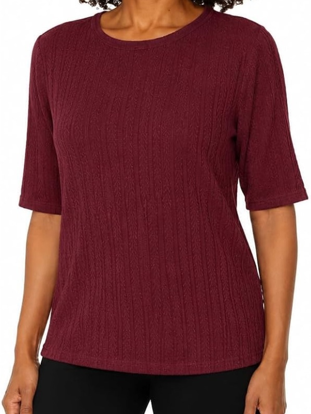 Mario Serrani Women's Elbow Sleeve Textured Top